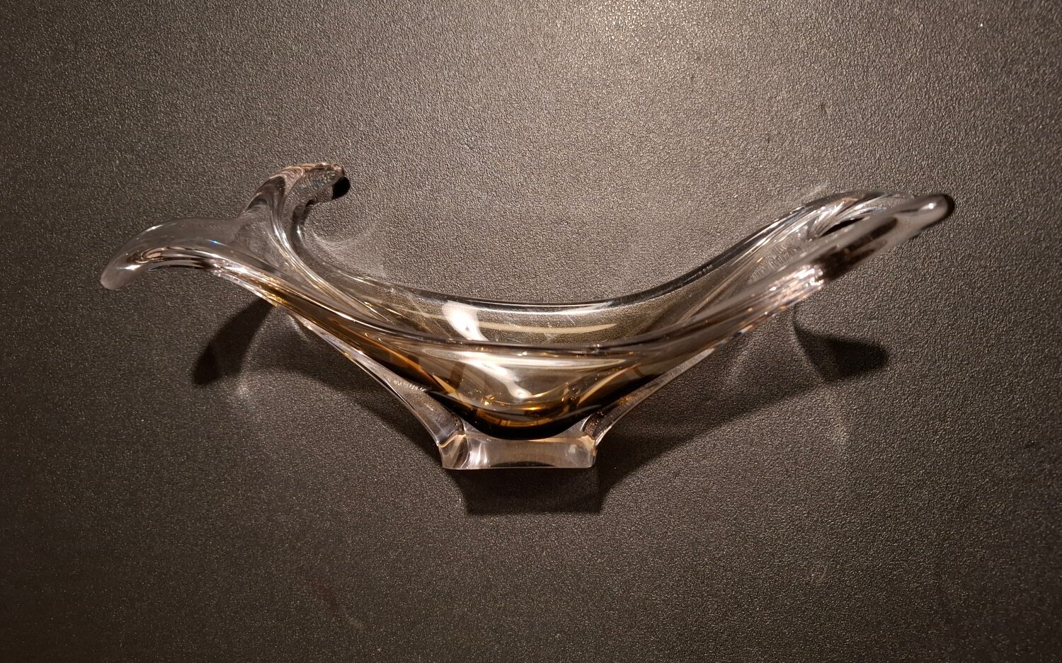 Smoked glass catchall from the seventies.