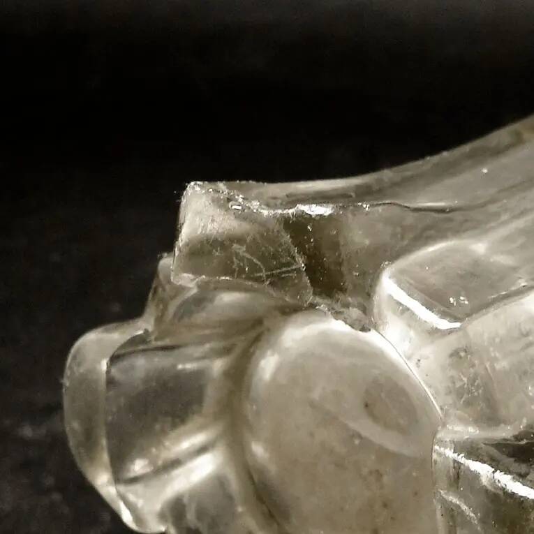 Vase, mid-century modern, pressed rosé glass, Poland, 1950s