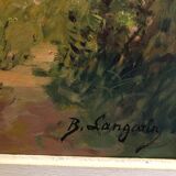 Tableau huile sur toile berger et son troupeau