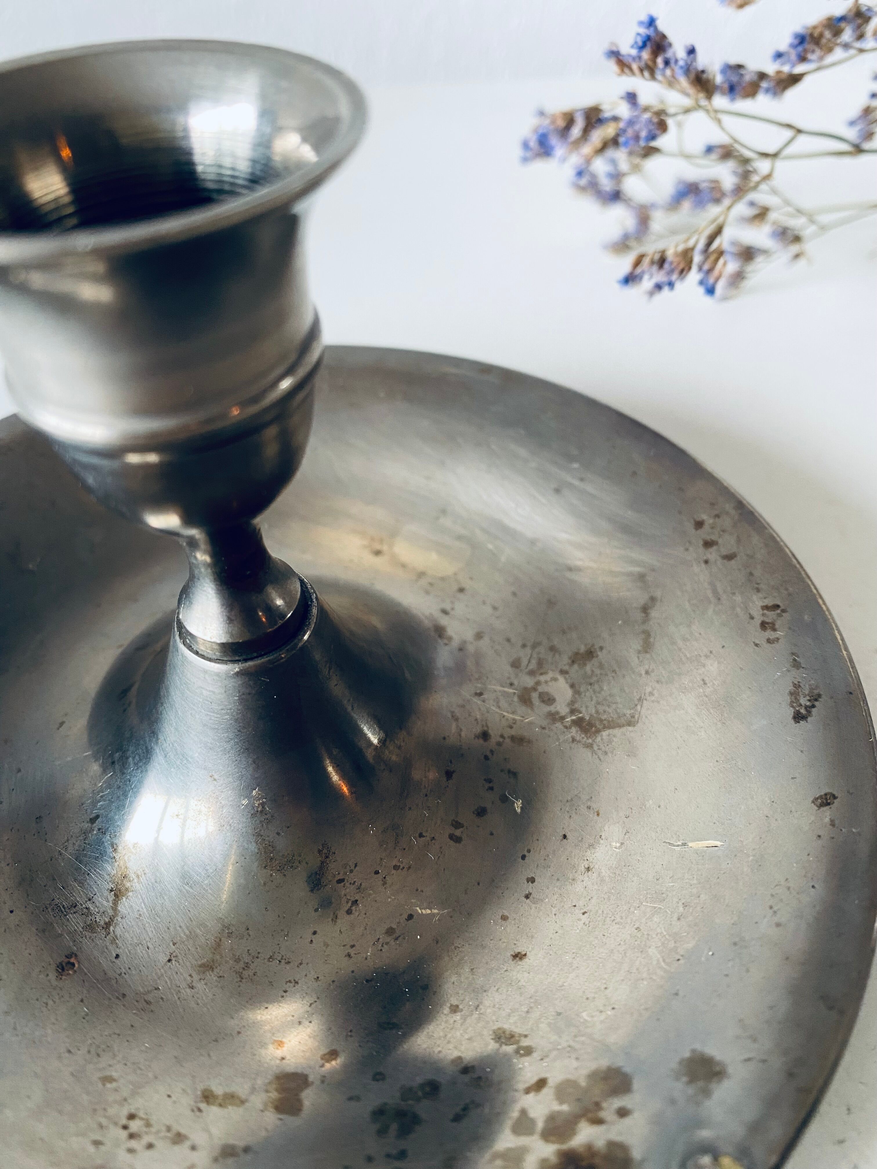 Old silver candle holder