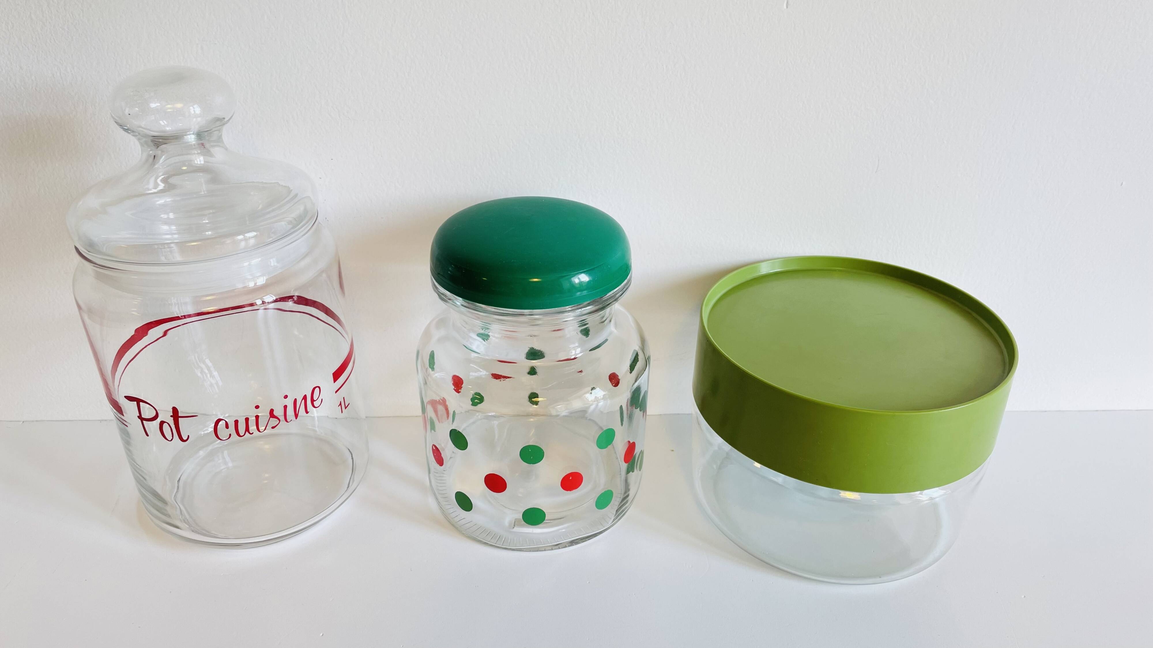glass and colored kitchen jars