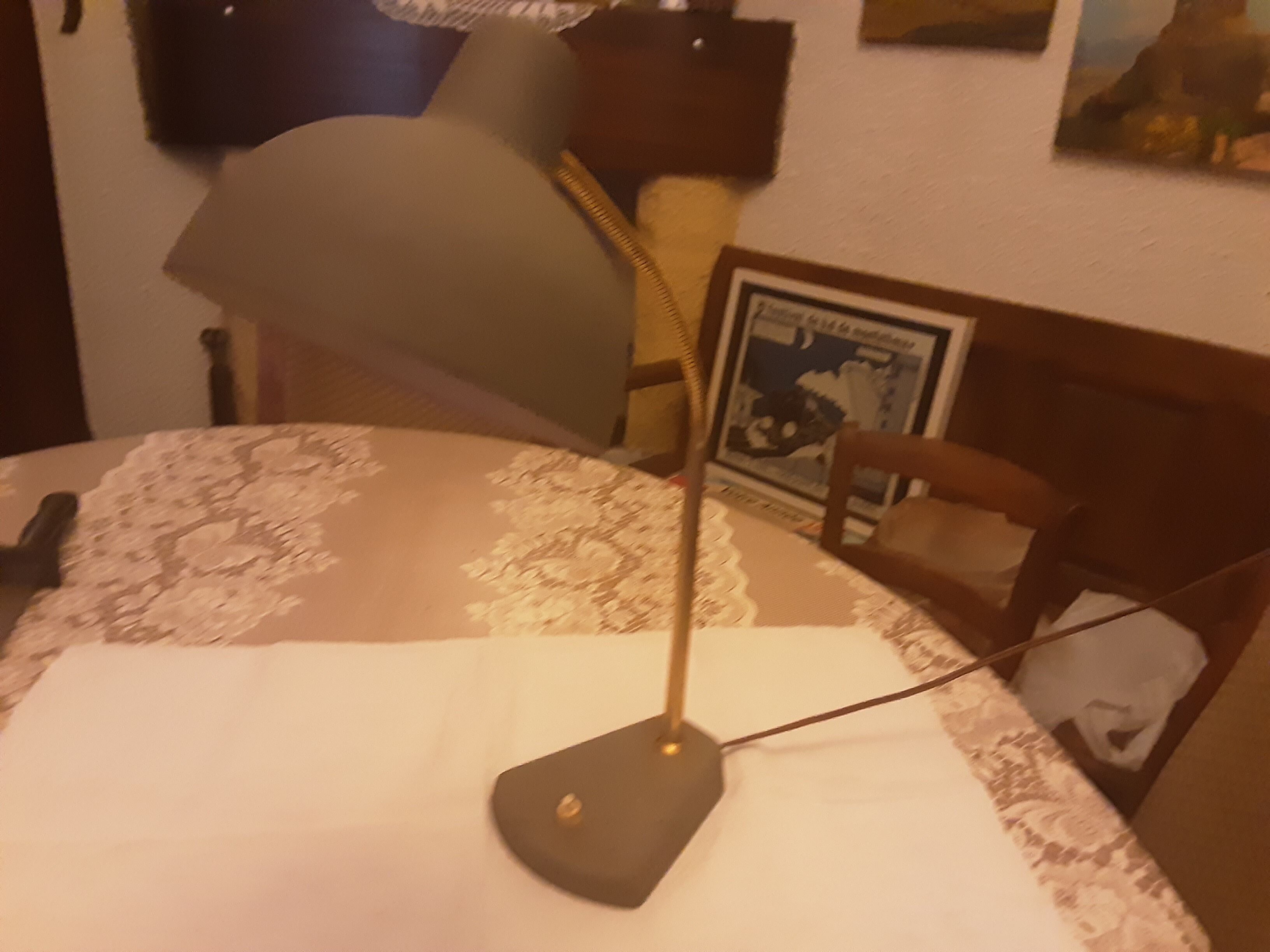 Orientable desk lamp 1960s metal gold metal stem