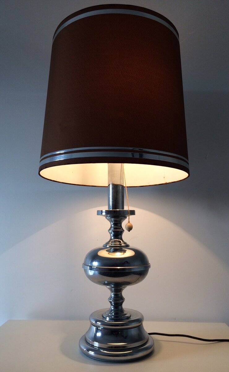 Large Mid-Century Italian Chrome Table Lamp, 1960s
