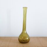 Vase à col long en verre soufflé bullé