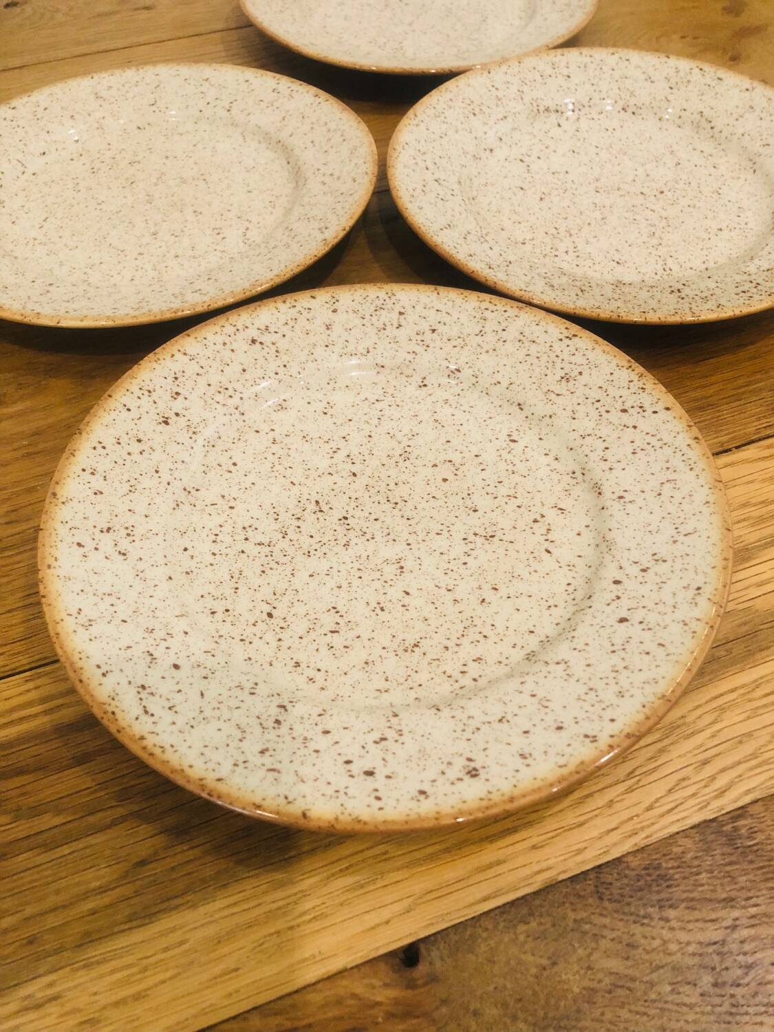 assiettes à dessert Tulowice Poland vintage grès moucheté