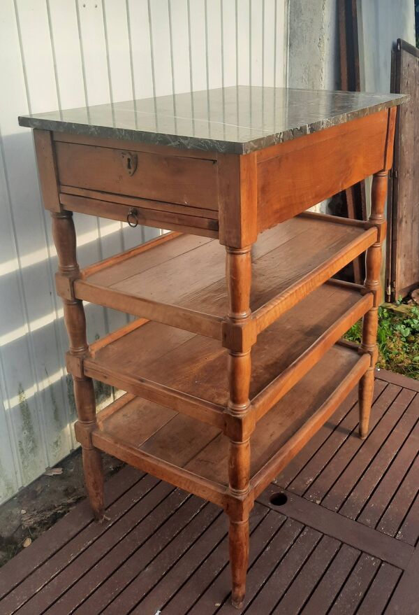 Table d'appoint 4 plateaux en bois et marbre