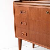 1960s Scandinavian Teak Secretaire with Sculpted Handles