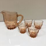 Orange pitcher and 4 rosaline glasses