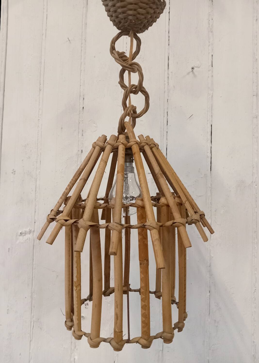 Vintage rattan pendant light
