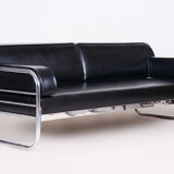 Hynek gottwald black sofa made in 1930s czechia reupholstered