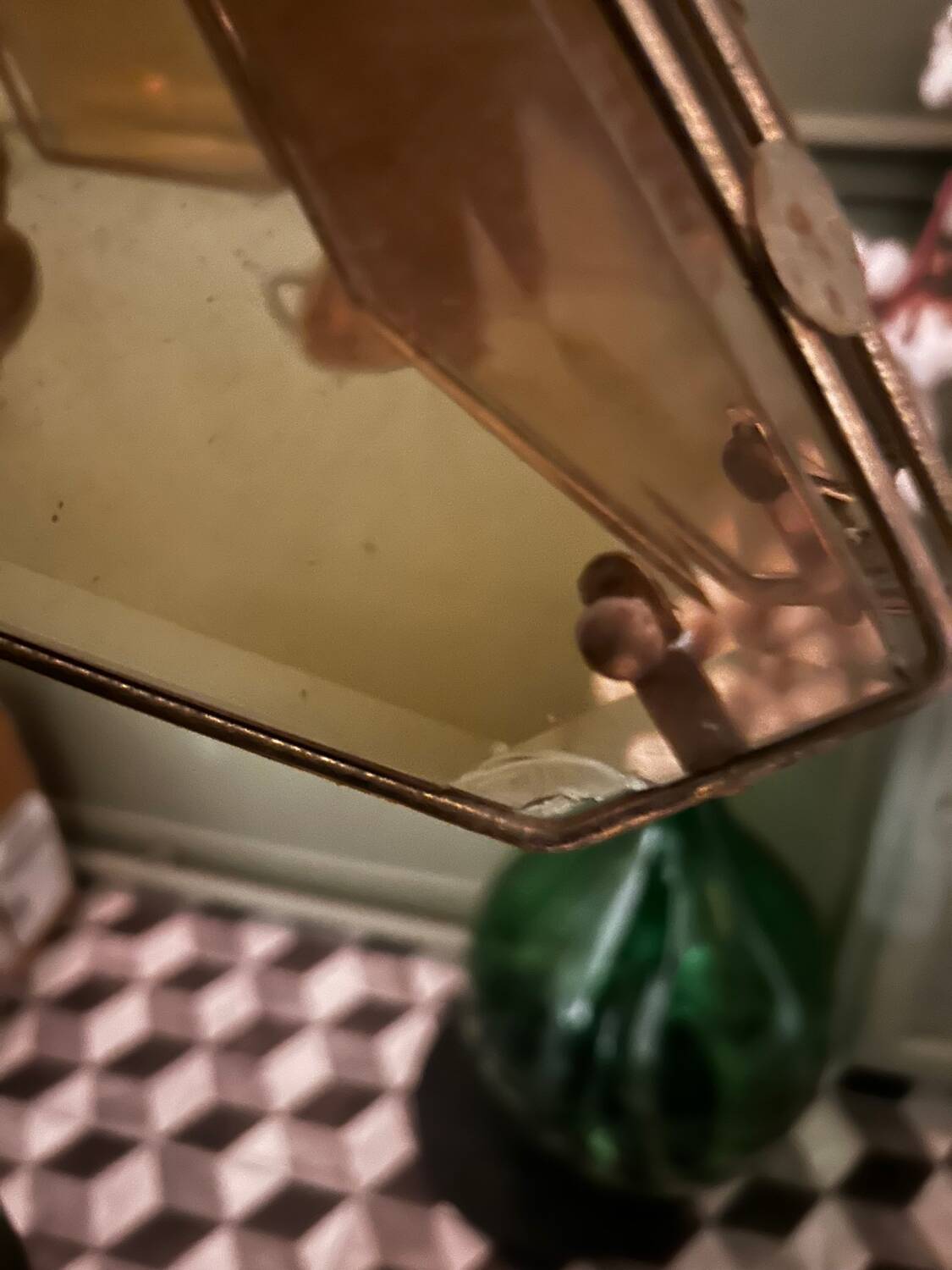 Smoked glass and metal chandelier