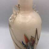 Vase type amphora in blown glass and artistic inclusion 20.5 cm