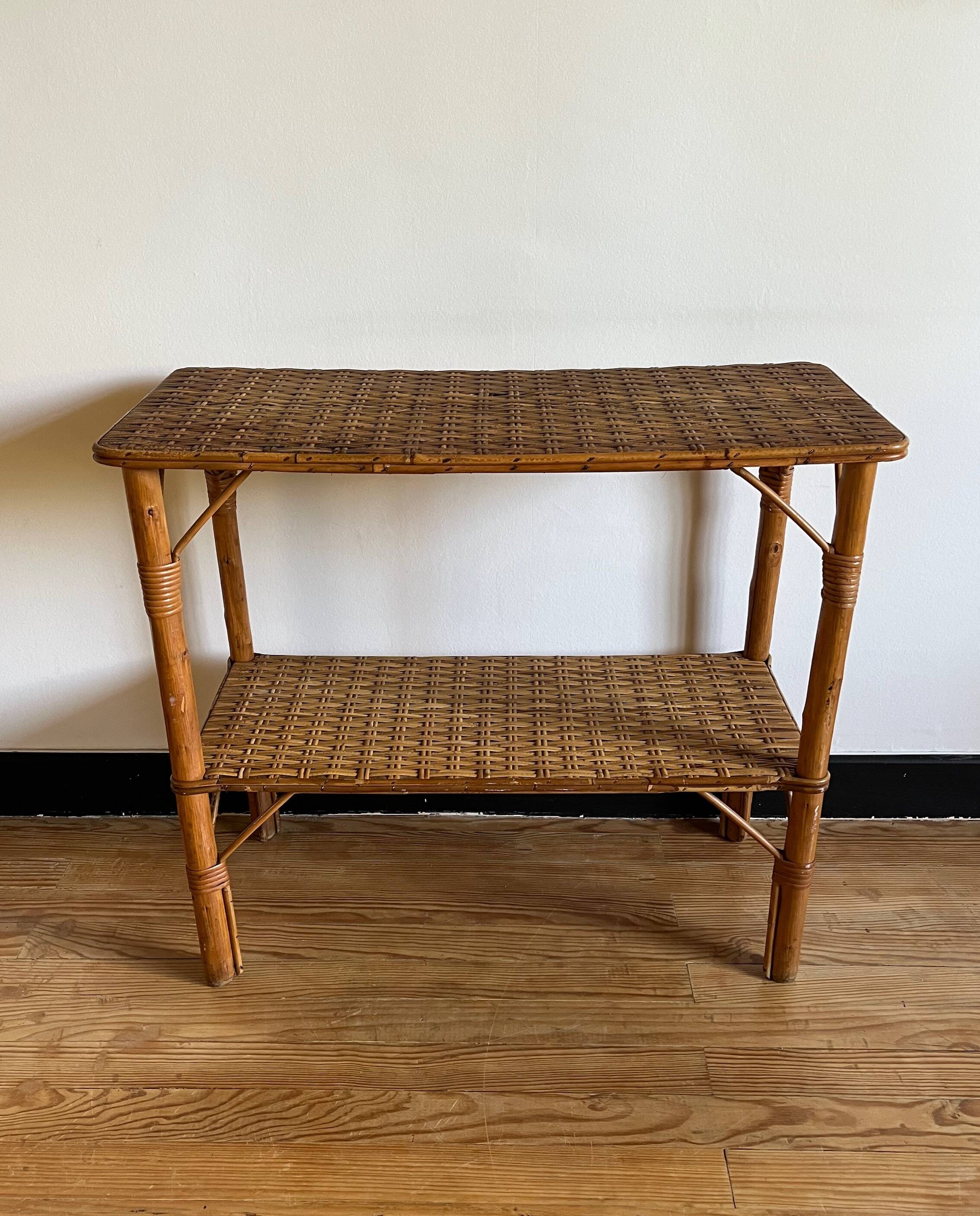 Vintage rattan shelf, console