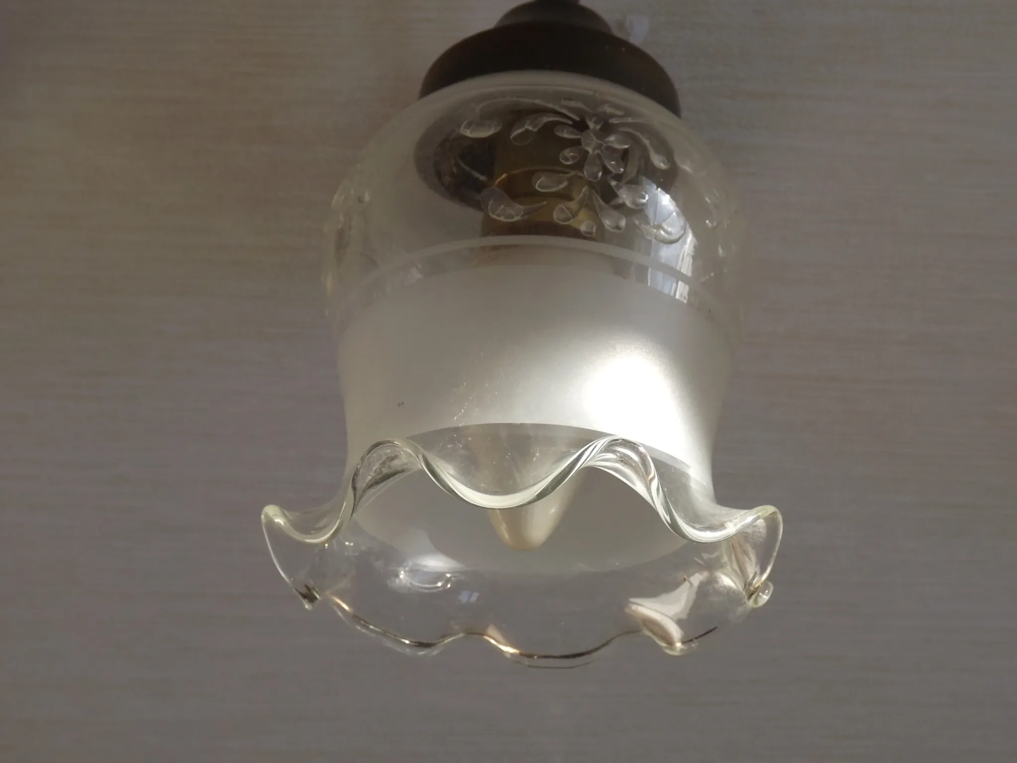 Pair of French Vintage Bronze Effect Metal Wall LIghts Floral Glass Shades