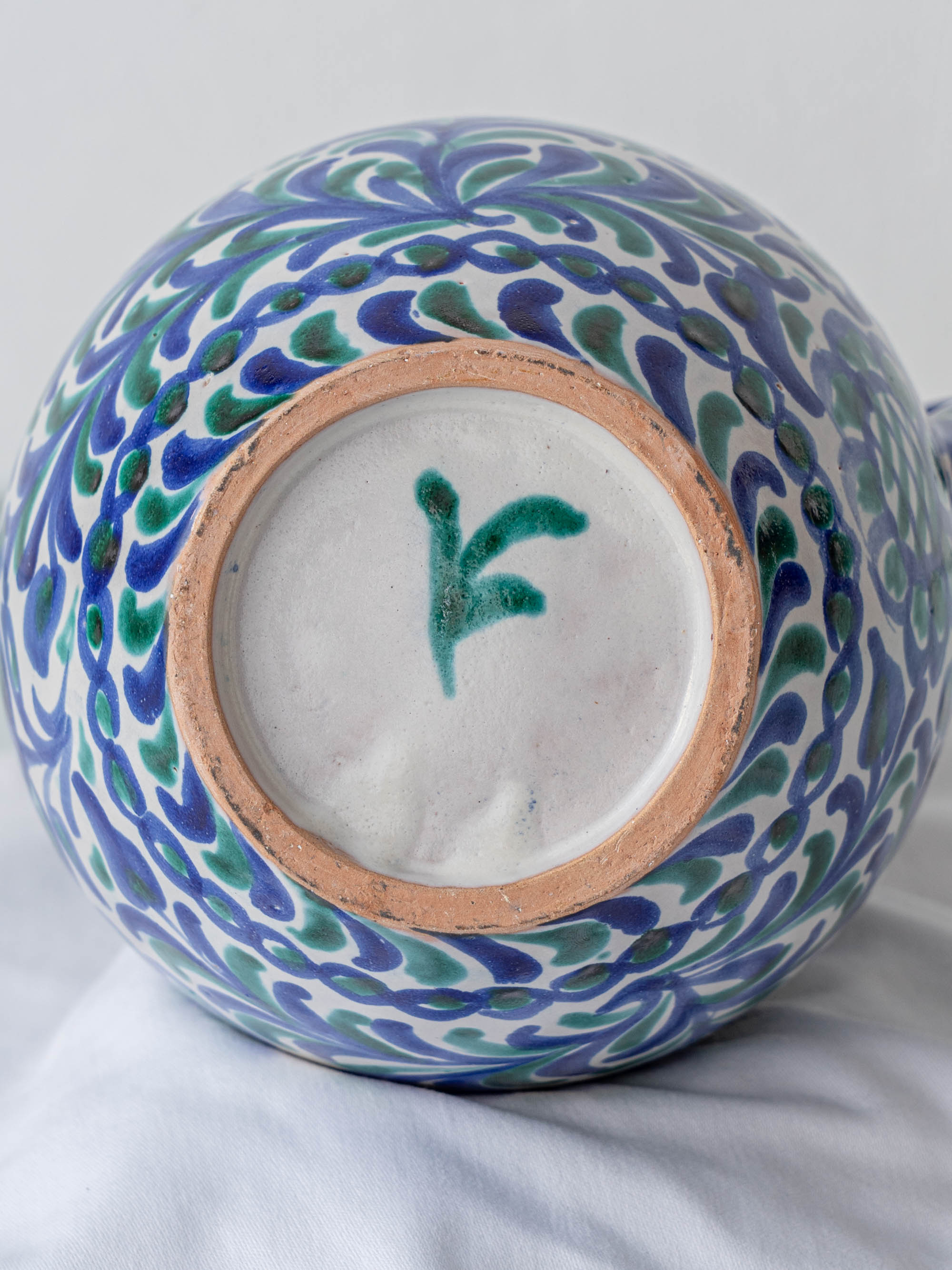 Fajalauza Ceramic Table Lamp with Hand-Woven Lampshade, Granada, Spain