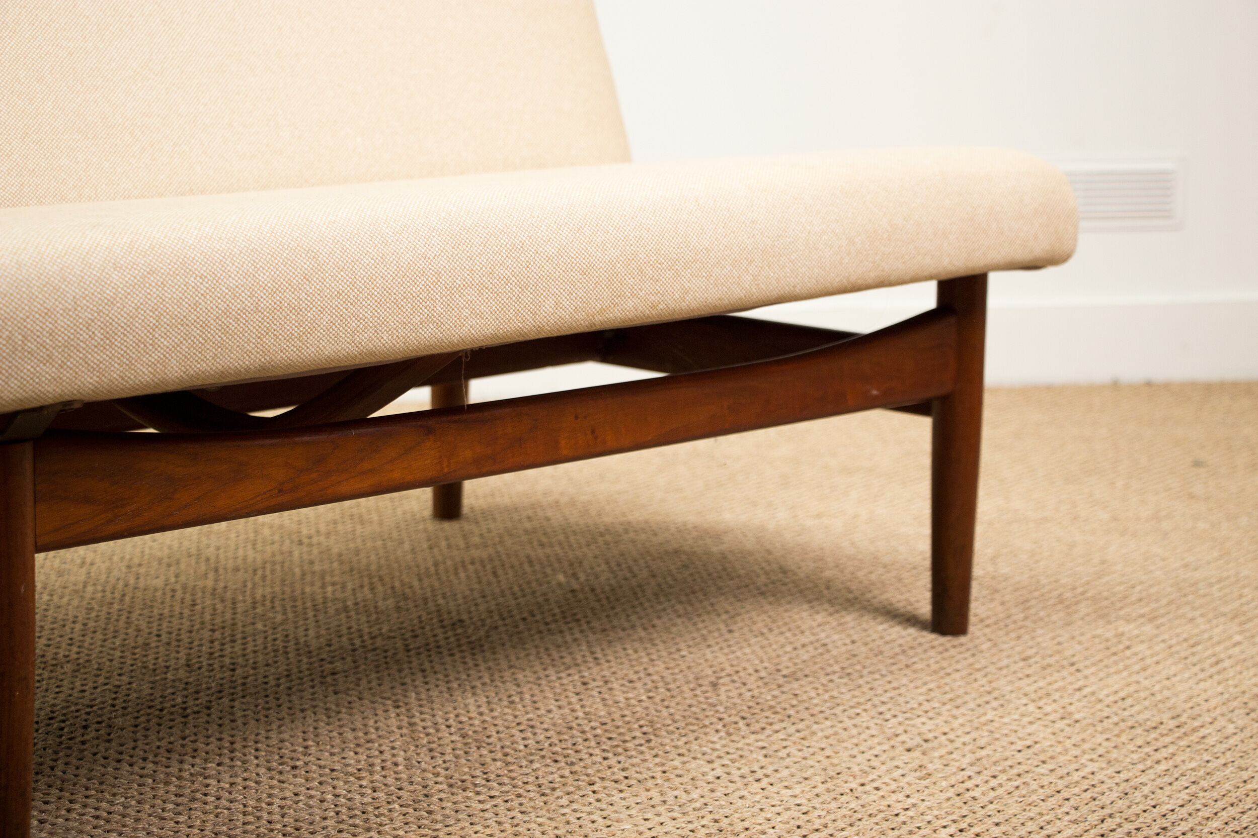 3-seat Danish sofa in teak, brass and fabric model 137-2 by Finn Juhl 1958