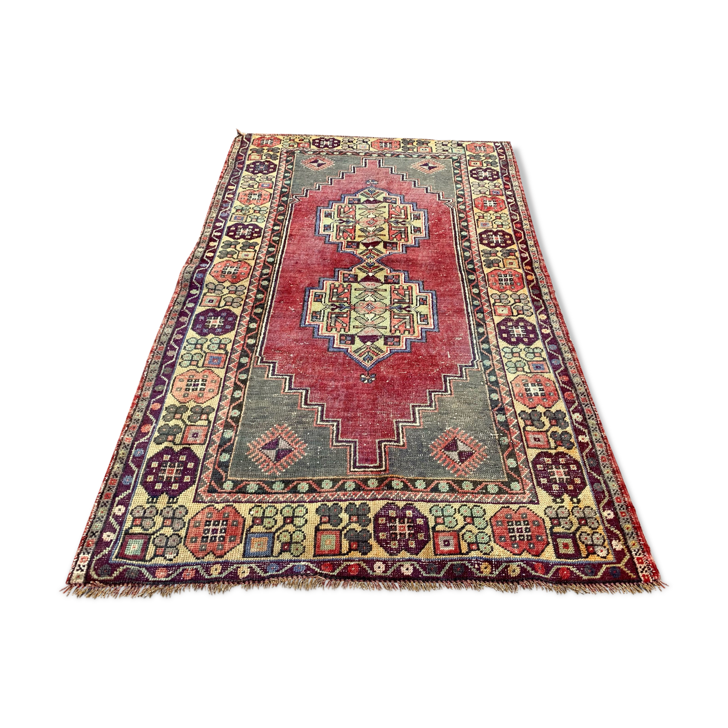 Vintage turkish oushak rug 192x112 cm