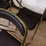 Lot of 4 metal and skai folding chairs