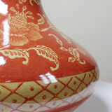 20th century Chinese vase, hand-painted ceramic in an unusual red hue.