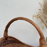Large old woven wicker log basket