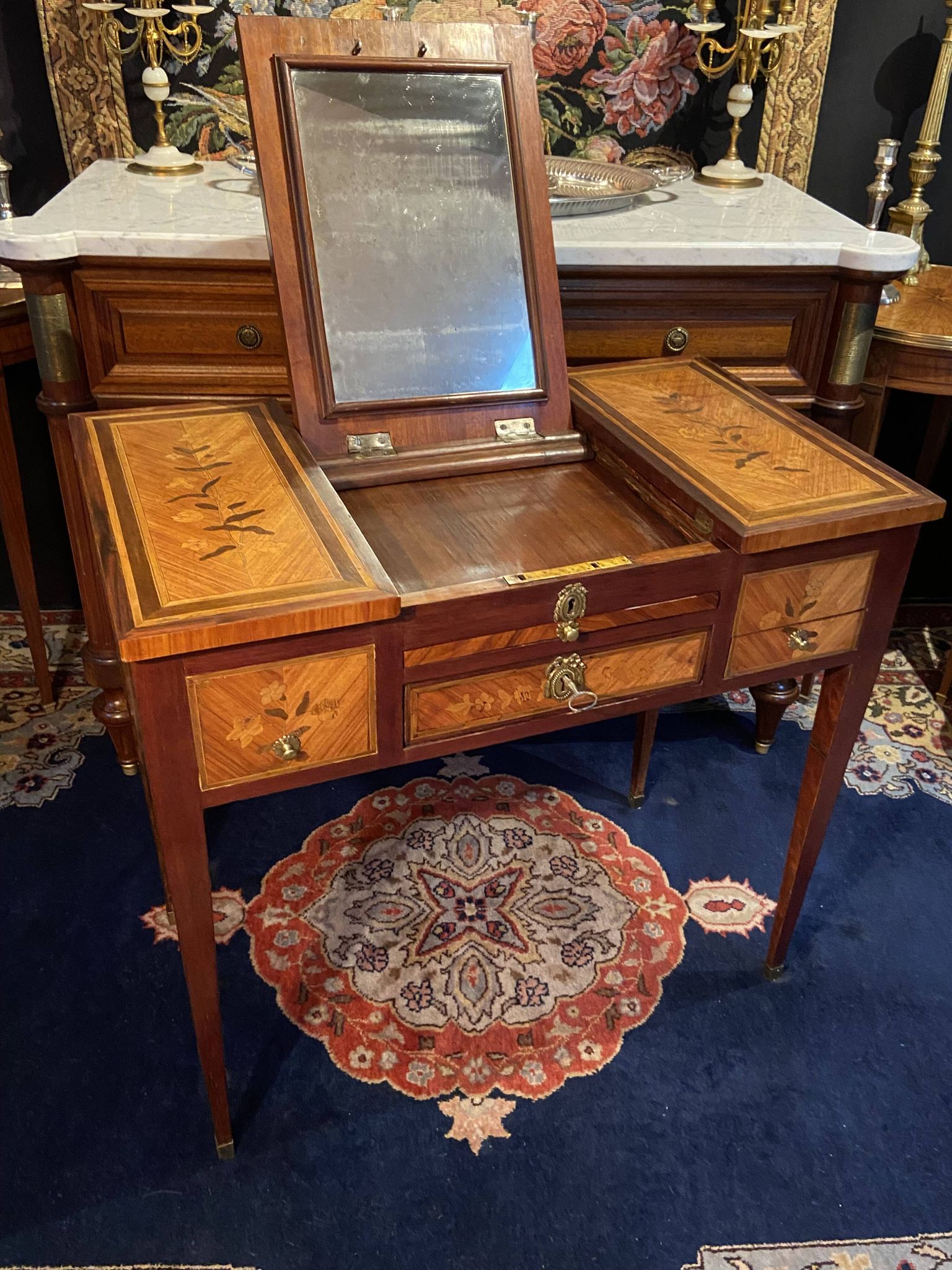 18th-century hairdresser with Louis XVI marquetry decoration.