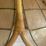 Vintage mother-of-pearl and rattan pendant light