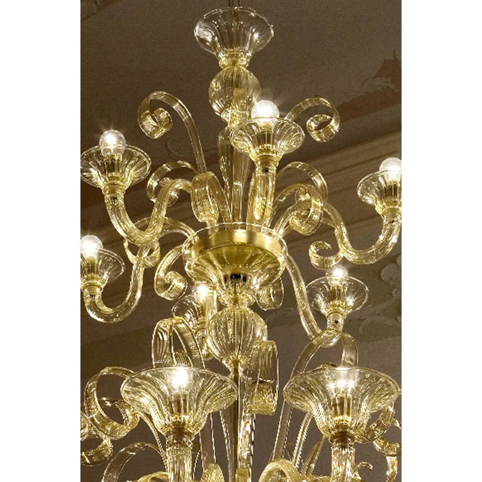 Modern Champagne Venetian “Curls” Murano Glass Chandelier