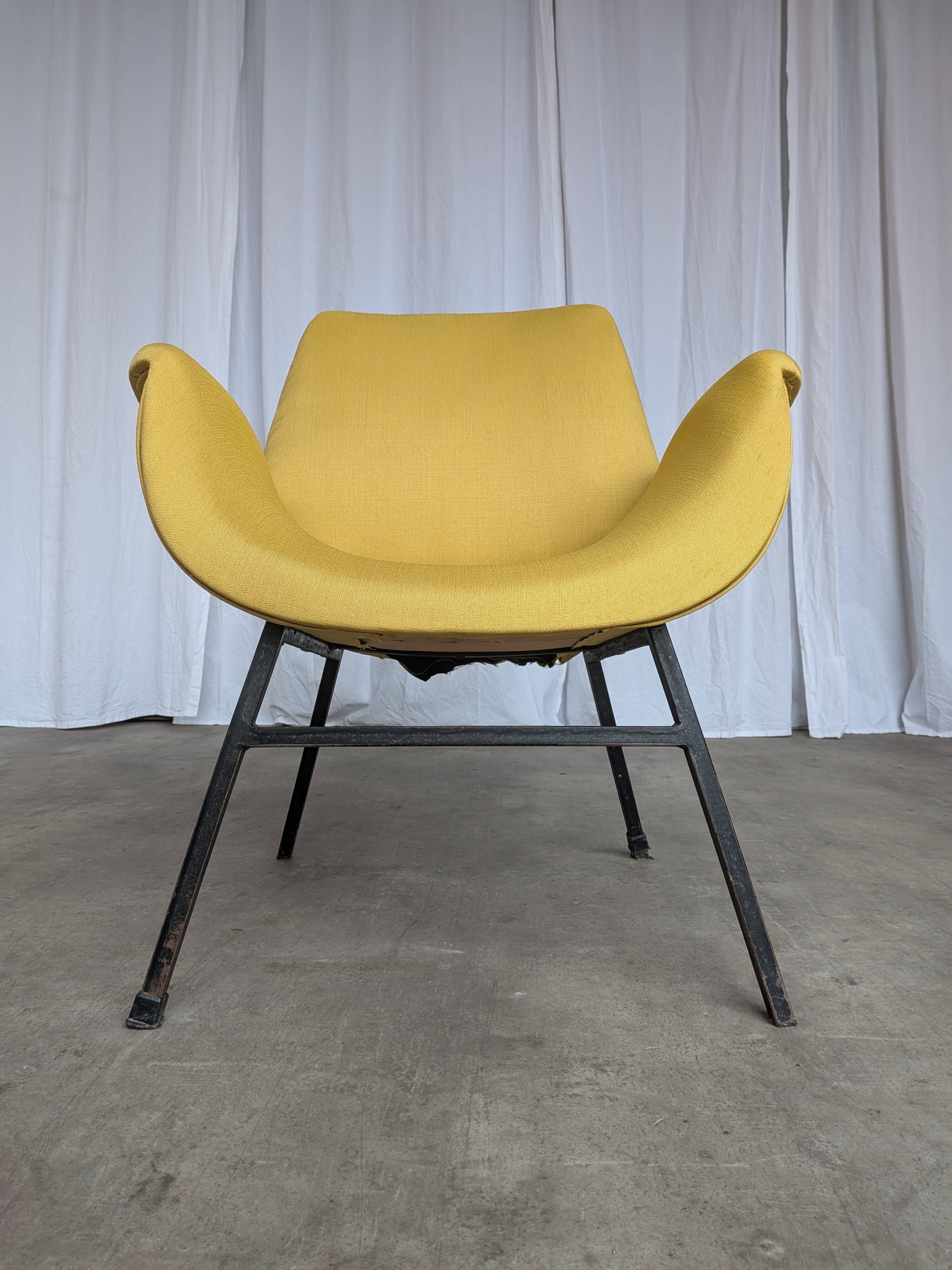Vintage Mid-Century Modern Yellow Fabric Armchair - Alvin Lustig Style