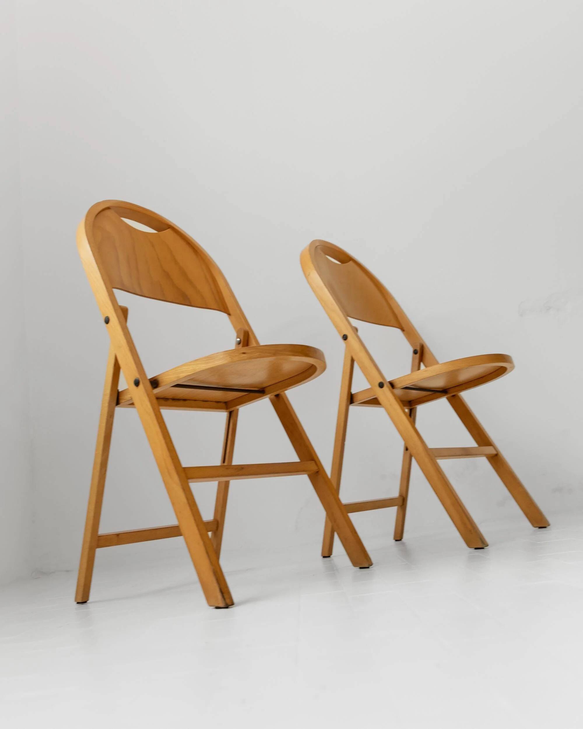 Set of 2 vintage folding chairs from the 1970s, by Achille and Pier Giacomo Castiglioni for Bernini.