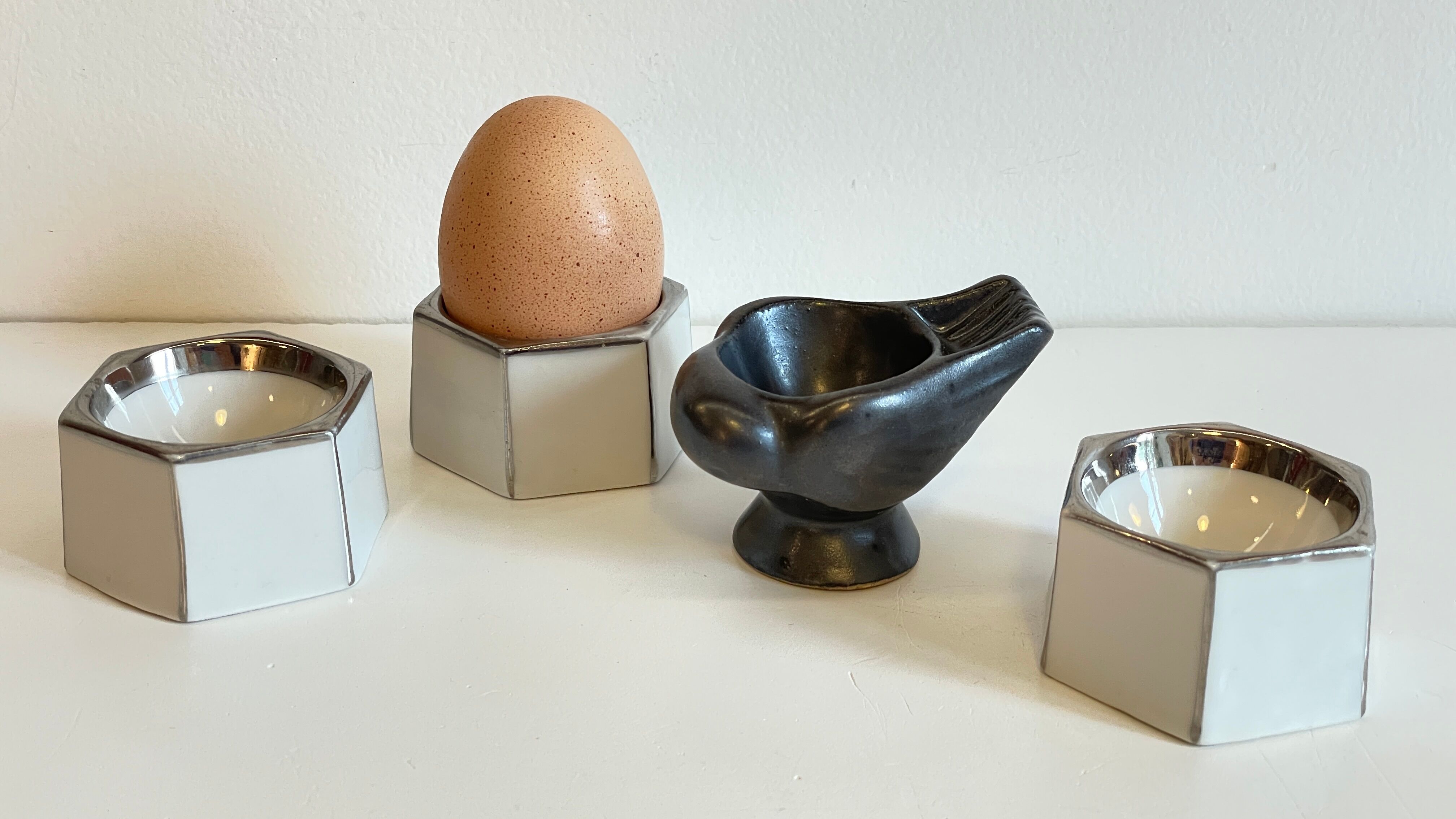 4 eggcups in ceramic period art deco