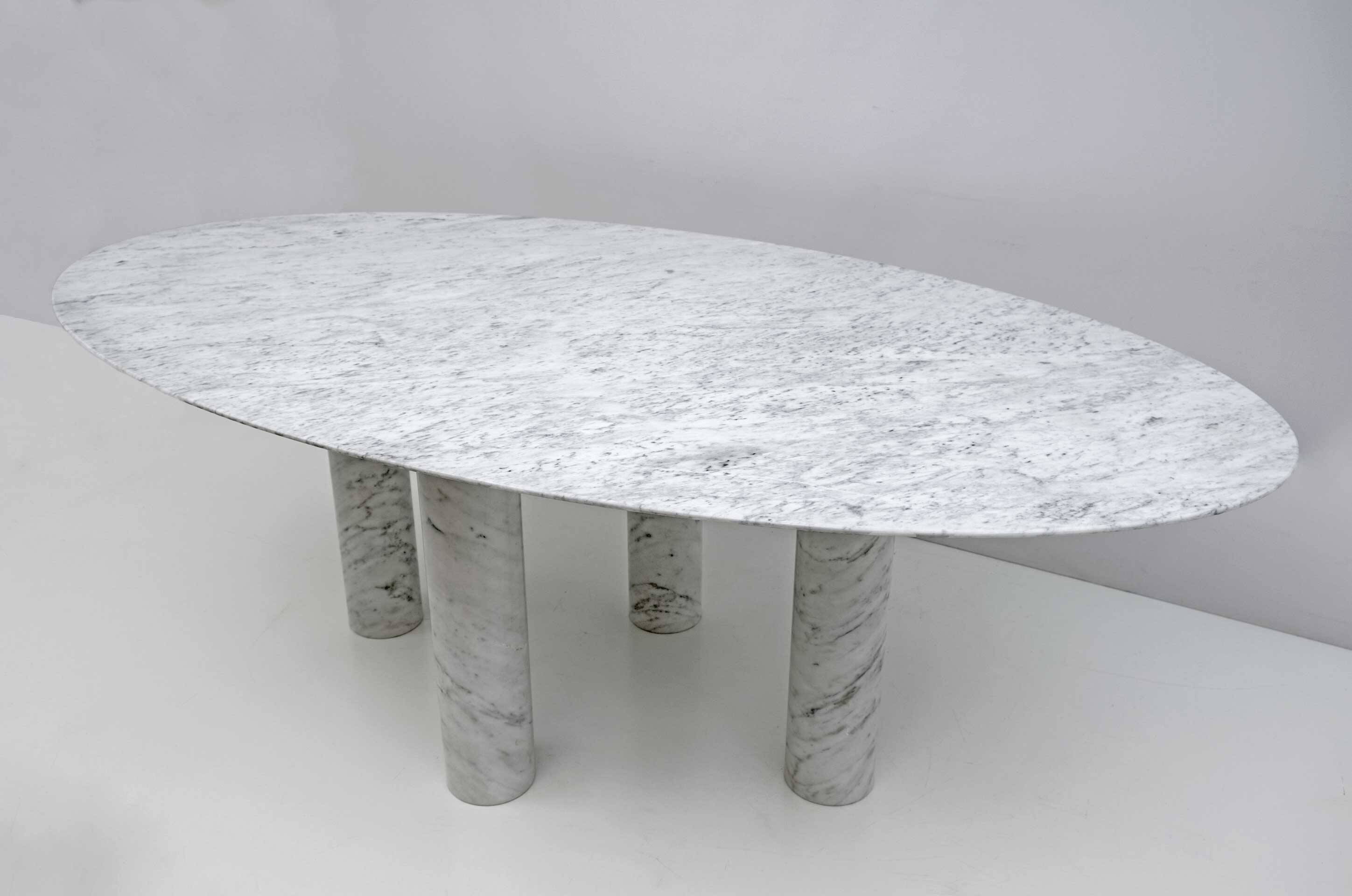Mario Bellini Italian Carrara Marble Oval Dining Table for Cassina, 70s