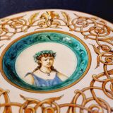 Italian faience plate with a female portrait decoration, Renaissance style.