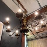 Old 8-branch brass chandelier