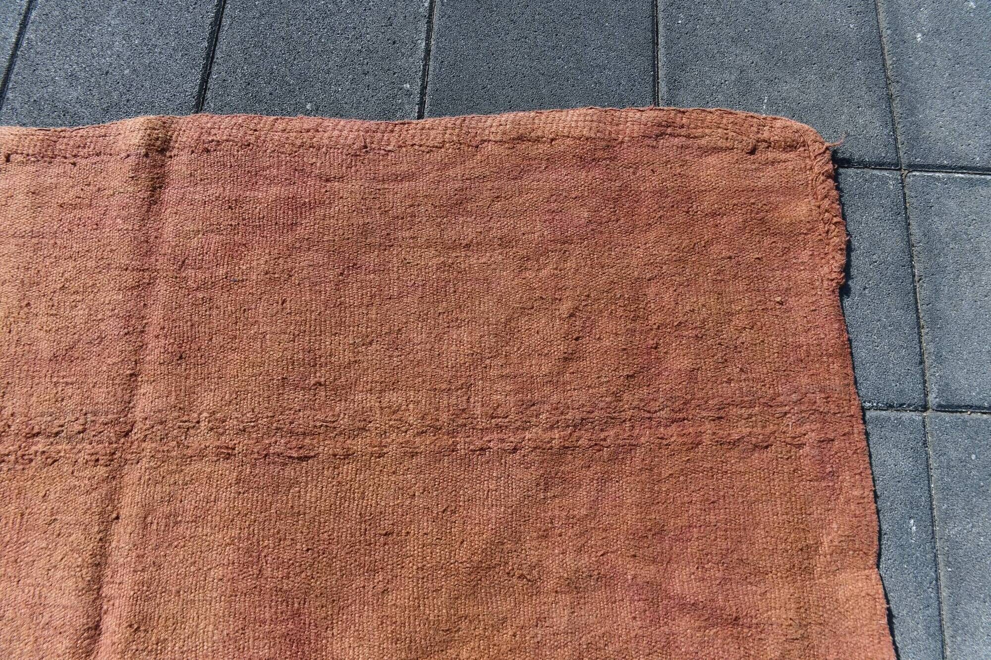 6x9 Turkish Vintage Kilim Rug, Terracotta Hand-Woven Minimalist Carpet