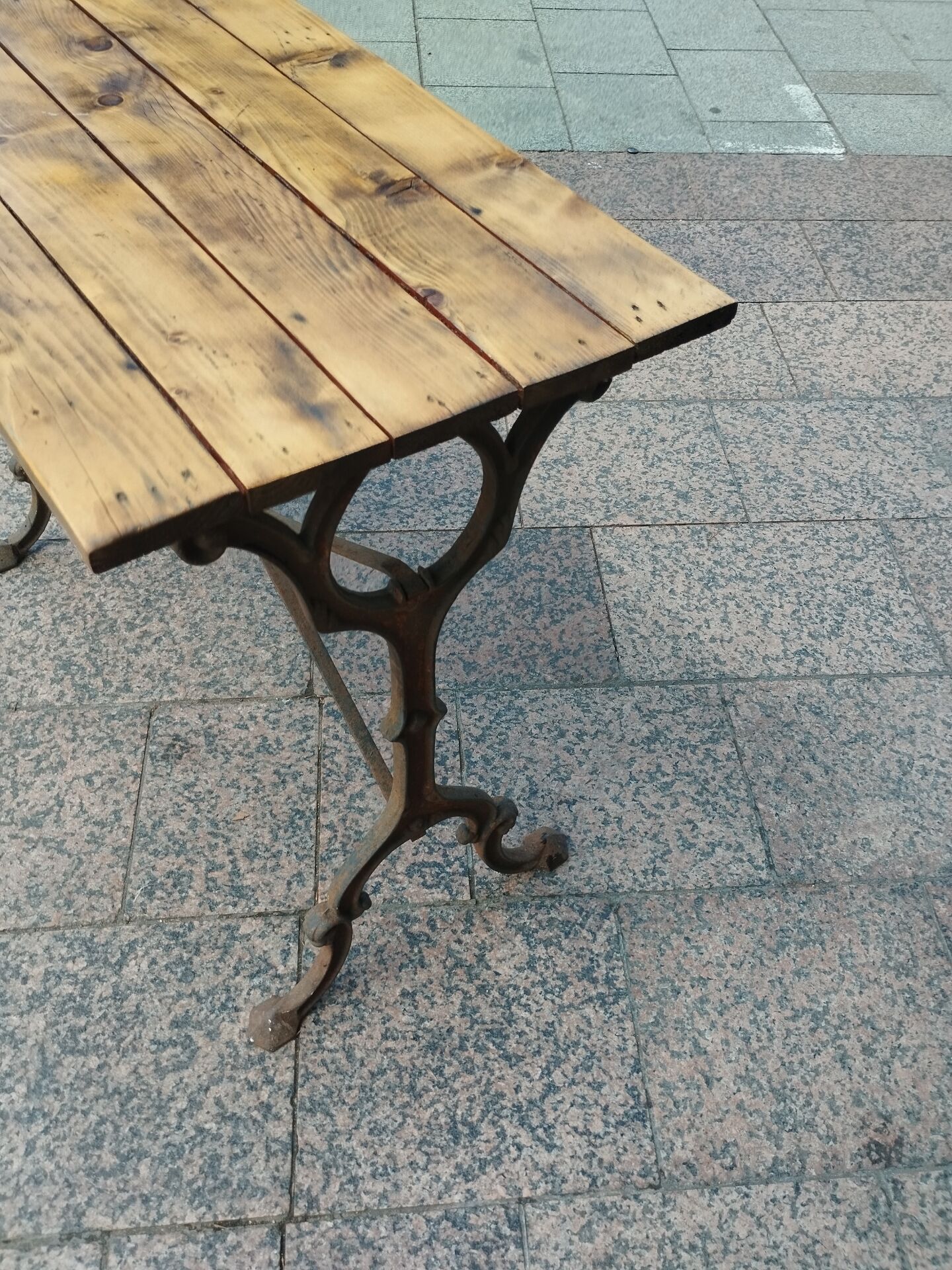 Old bistro table with a wooden top