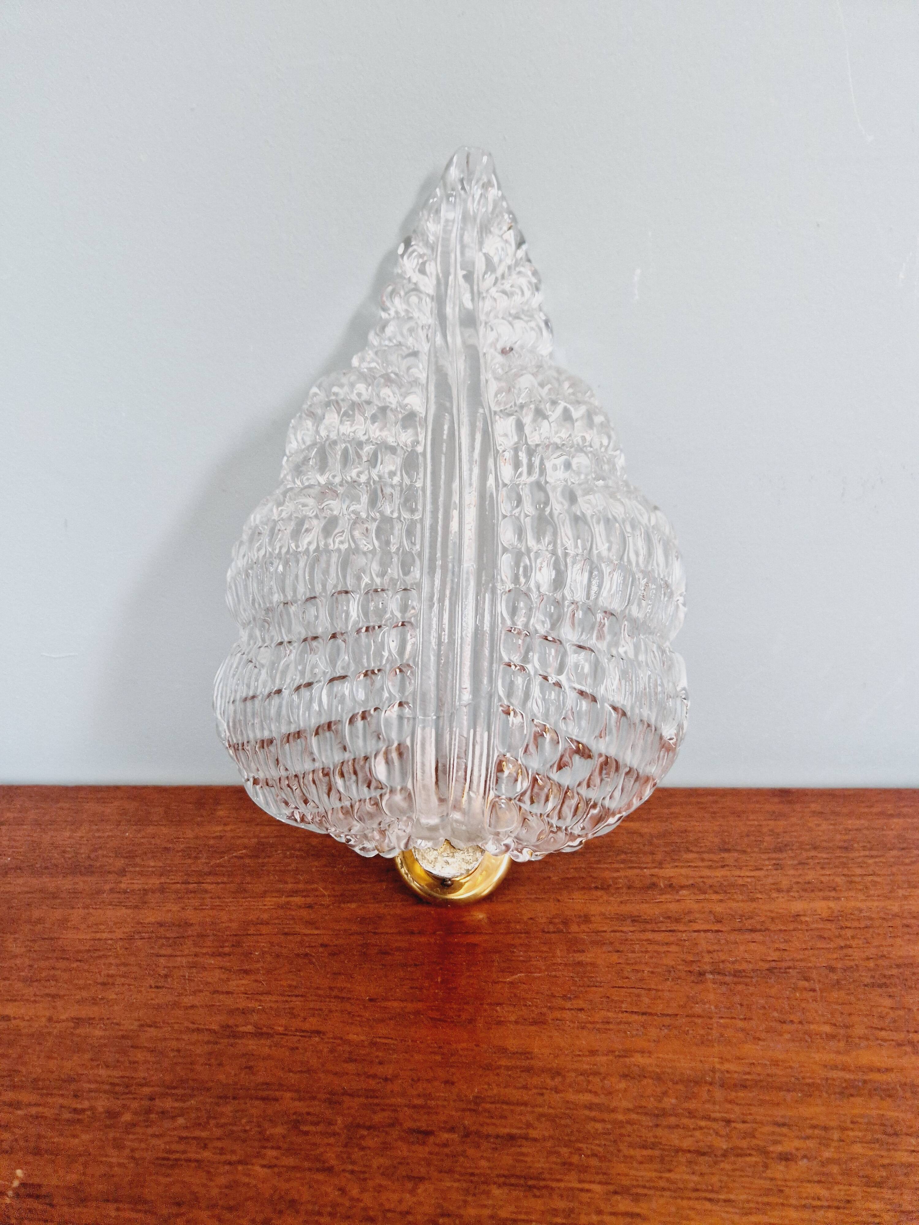 Applique murale en verre de Murano, Barovier et Toso, années 50