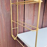 Vintage modular wall shelf, metal and brass, circa 1960s