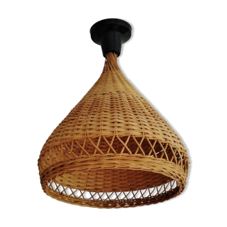 Pretty woven wicker pendant light.