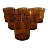 6 Duralex orange water glasses