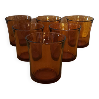 6 Duralex orange water glasses