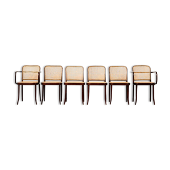 Josef Hoffmann set of 6 Prague Dining Chairs for Drevounia Czechoslovakia 1970s
