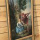 Trumeau mirror painting scene gallant gilded wood