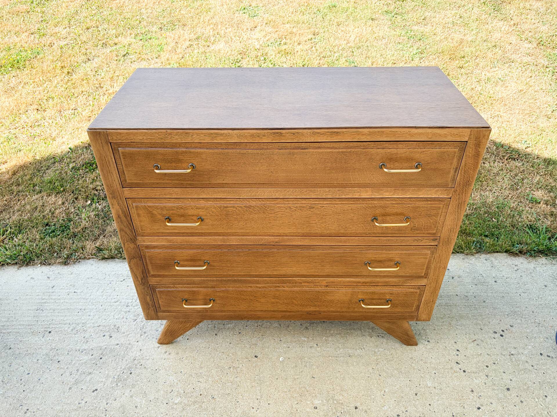 Commode à 4 tiroirs , de style scandinave , pieds compas , 1950’