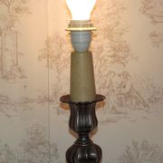 French vintage heavy silver metal table lamp with candle drip detail 4155
