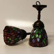 Tiffany lamp, stained glass and tin.