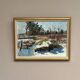 Original Mid Century Swedish Oil On Canvas – “Vinterdag” – Vintage & Framed