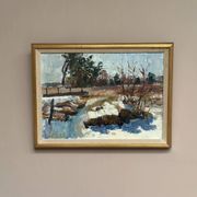 Original Mid Century Swedish Oil On Canvas – “Vinterdag” – Vintage & Framed