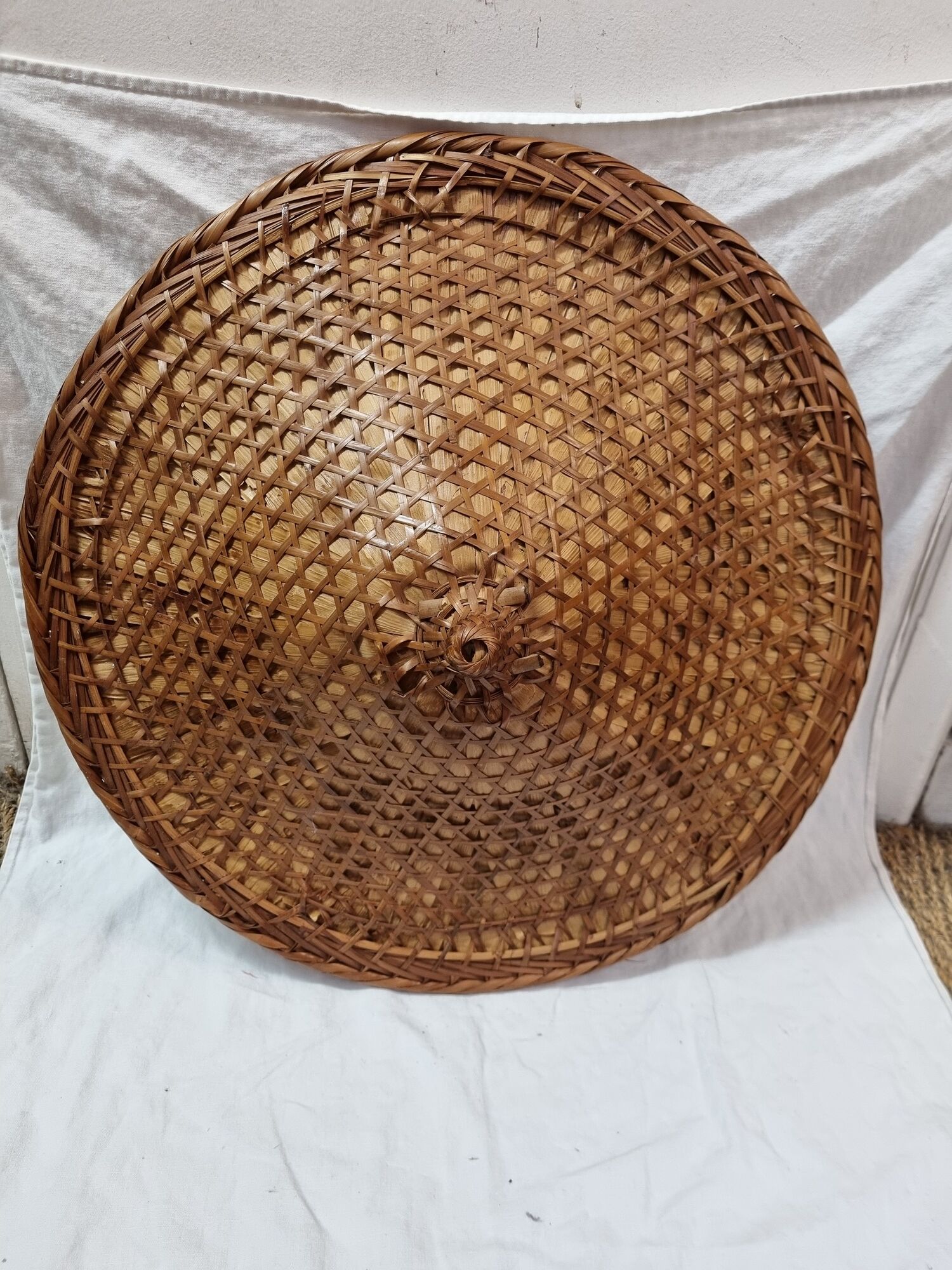 Braided Asian rattan hat from 1970