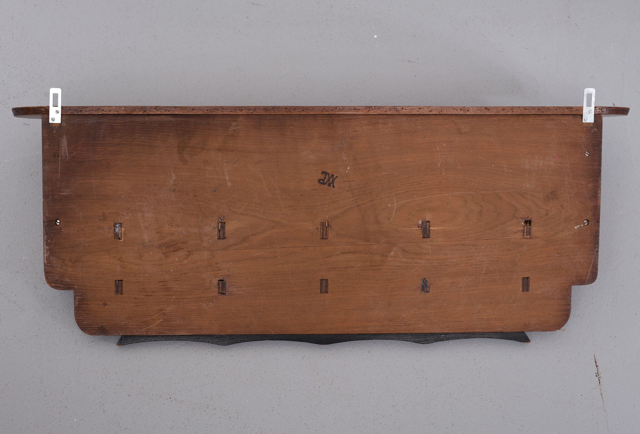 Art deco solid oak wall coatrack, Dutch, 1925