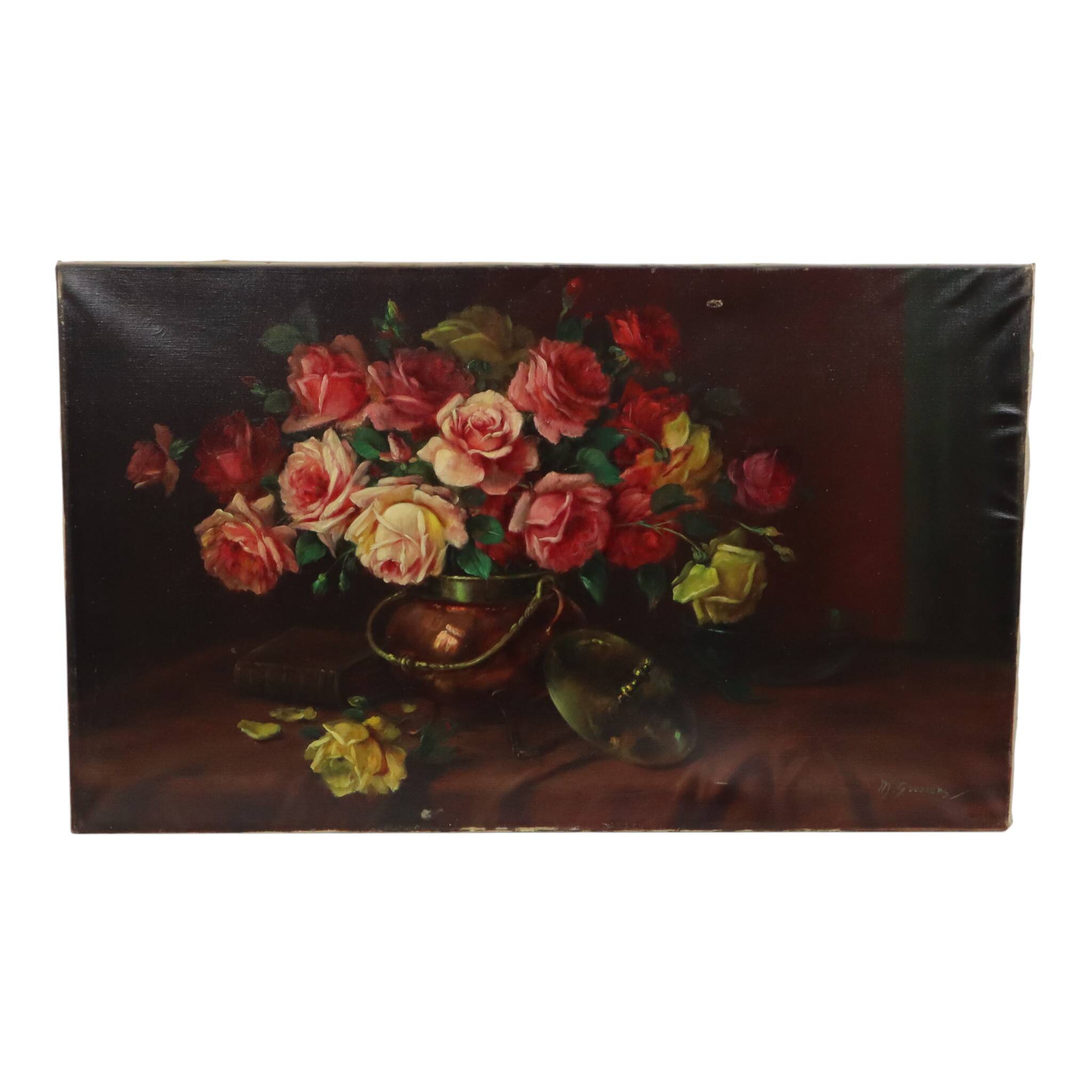 Large Flower Painting Still Life Roses Oil on Canvas 100x60cm